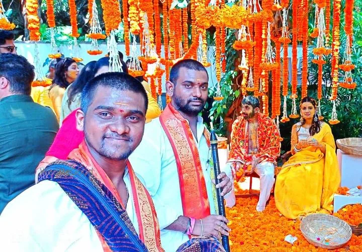 SLD Nadaswaram musicians performing at a traditional wedding celebration